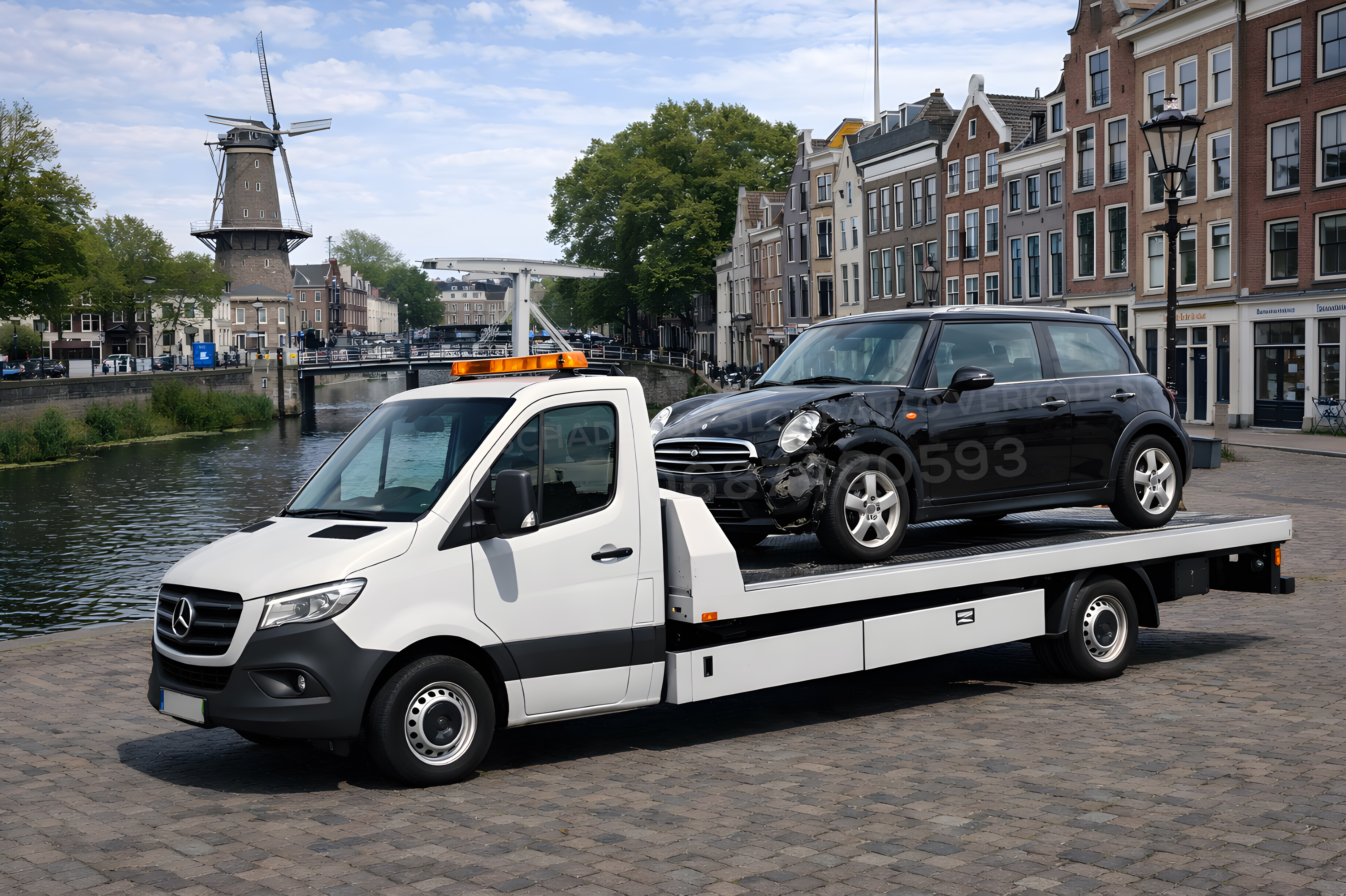 Inkoop.autos - Επαγγελματική εγκατάσταση ανακύκλωσης αυτοκινήτων με ρυμουλκό και οχήματα σε πλατφόρμα φόρτωσης