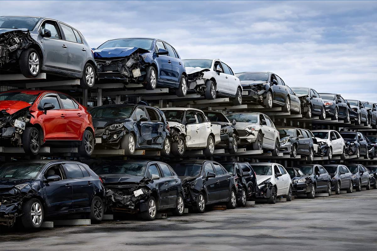 Auto Recycling takelwagen met BMW op laadplatform